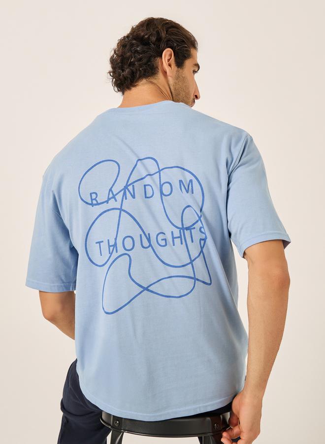 Styli Slogan Print Round Neck Oversized T-Shirt  - Image 1
