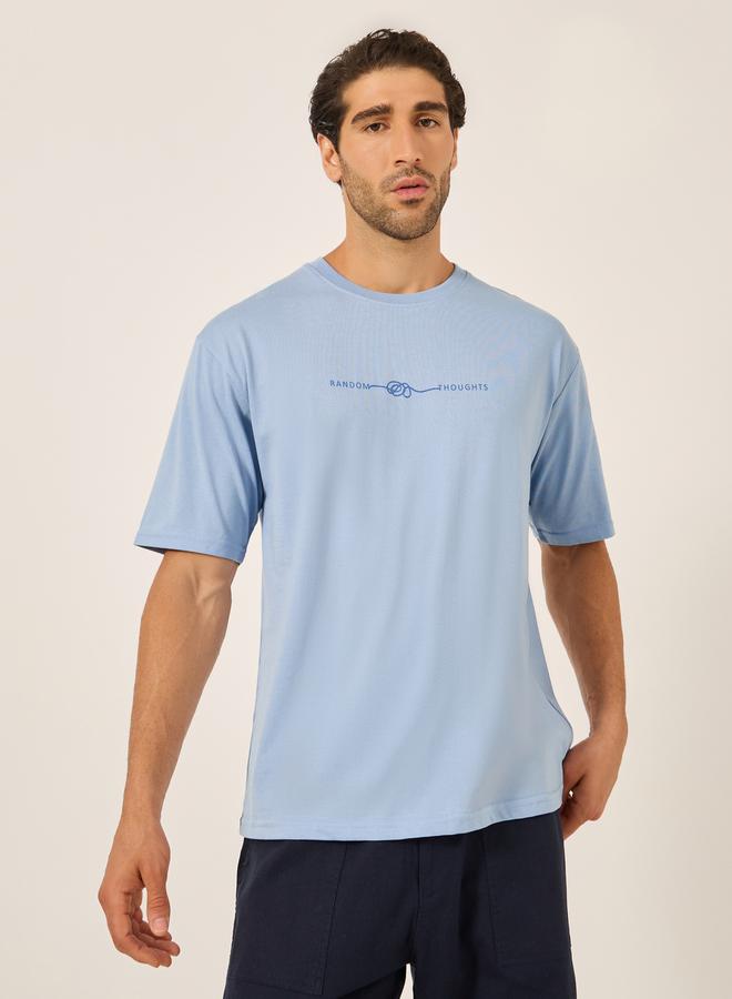 Styli Slogan Print Round Neck Oversized T-Shirt  - Image 3