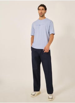Styli Slogan Print Round Neck Oversized T-Shirt  - Image 2