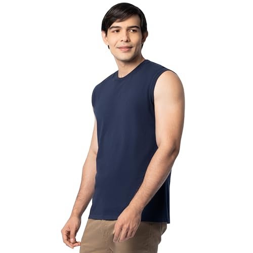 Fruit of the Loom Men's Eversoft Cotton Sleeveless T Shirts, Breathable & Moisture Wicking with Odor Control, Sizes S-4X, Muscle-2 Pack-Navy, Medium - Image 4