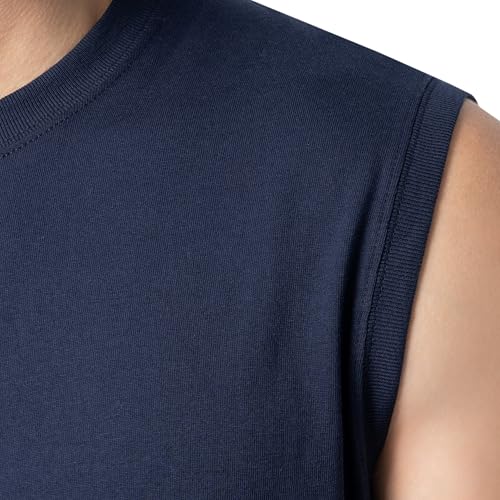 Fruit of the Loom Men's Eversoft Cotton Sleeveless T Shirts, Breathable & Moisture Wicking with Odor Control, Sizes S-4X, Muscle-2 Pack-Navy, Medium - Image 3