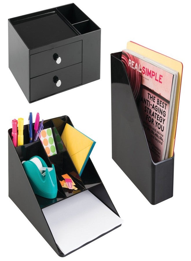 iDesign Office Supplies Desk Organizer, for Staplers, Scissors, Pens, Markers, Highlighters, Notepads - 2 Drawers, Black - Image 4