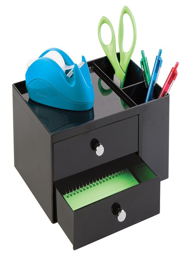 iDesign Office Supplies Desk Organizer, for Staplers, Scissors, Pens, Markers, Highlighters, Notepads - 2 Drawers, Black - Image 2