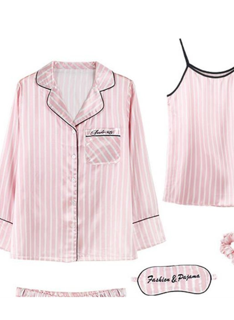 Generic - 7pcs pajamas set for women in all seasons imitation silk pajamas set - Image 1