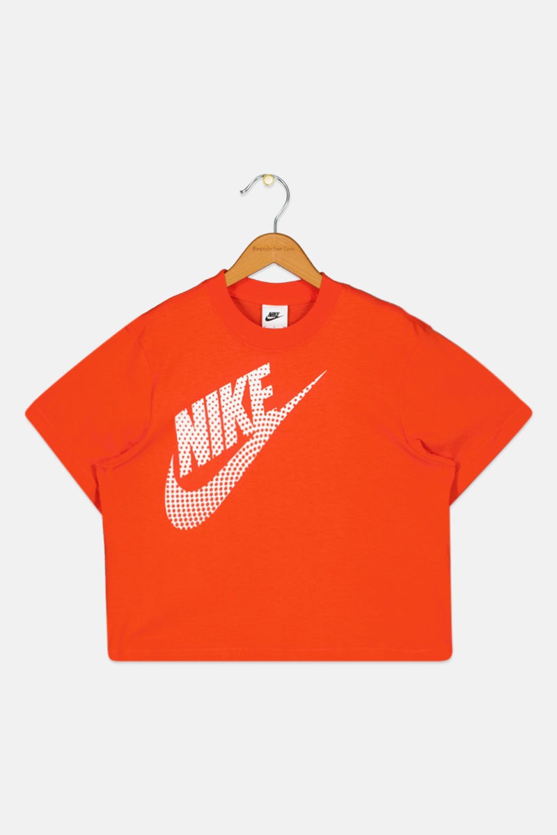 Nike Kids Girl Crew Neck Short Sleeve Outdoor Top, Orange - Image 1