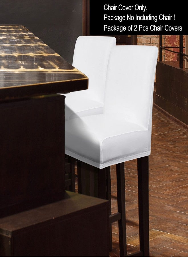 PiccoCasa Waterproof Bar Stool Covers, Faux Leather Pub Counter Height Side Chair Covers with Elastic Band White 2Pcs - Image 2