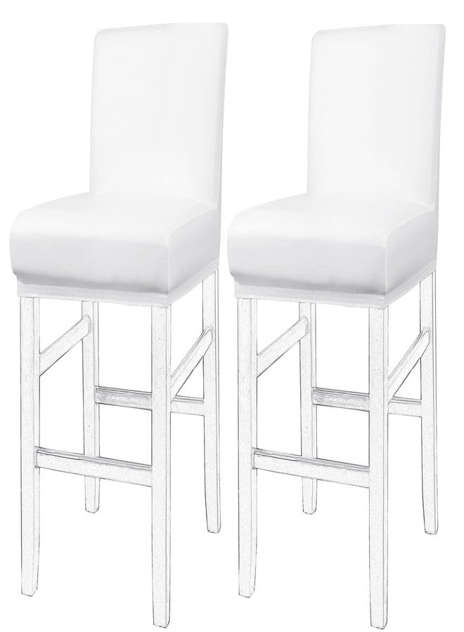 PiccoCasa Waterproof Bar Stool Covers, Faux Leather Pub Counter Height Side Chair Covers with Elastic Band White 2Pcs - Image 1