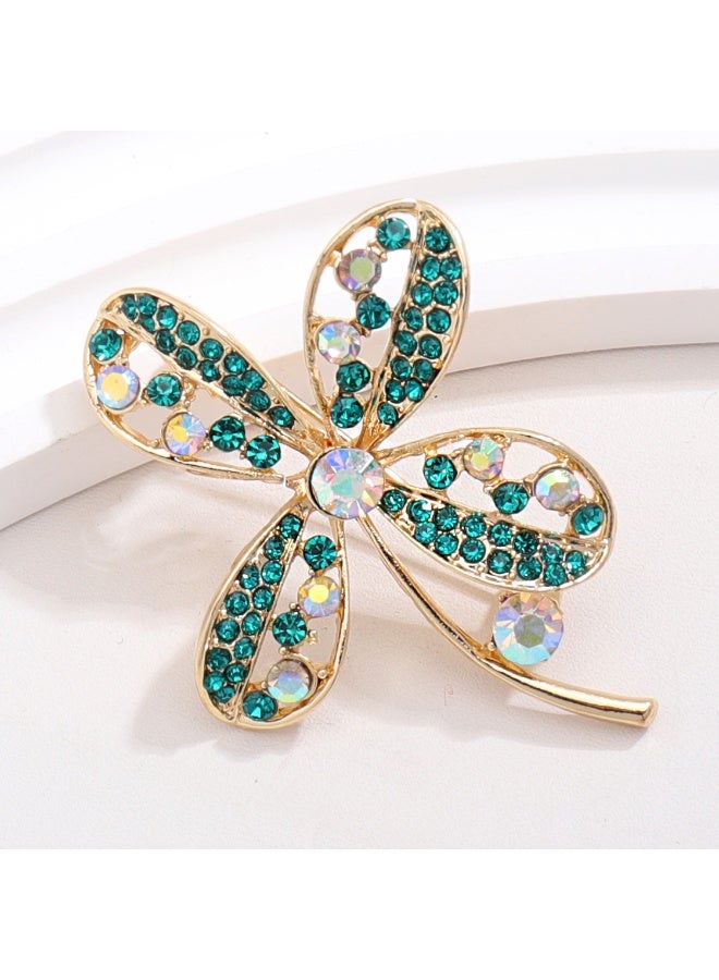 KUYING New Four Leaf Clover Glass Alloy Brooch 