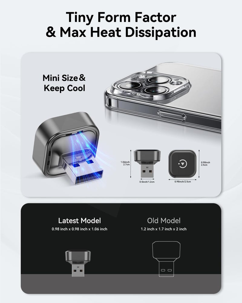 Spedal 2026 2-in-1 Wireless CarPlay & Android Auto Adapter, Ultra Mini Dongle Converts Wired to Wireless, WiFi 6 & Bluetooth 5.4, Plug & Play Stick for Cars with Factory Wired System, Low Latency - Image 4