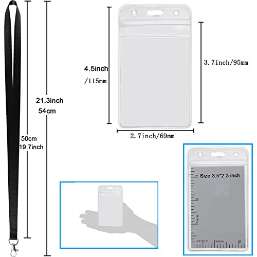 YOUOWO Lanyards with Vertical ID Badges Holder 8 Pack Black Neck Lanyard for Keys Office ID Card Holder - Image 2