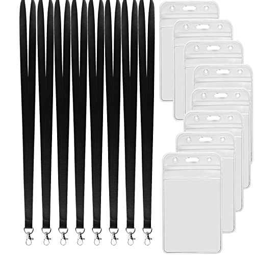 YOUOWO Lanyards with Vertical ID Badges Holder 8 Pack Black Neck Lanyard for Keys Office ID Card Holder - Image 4