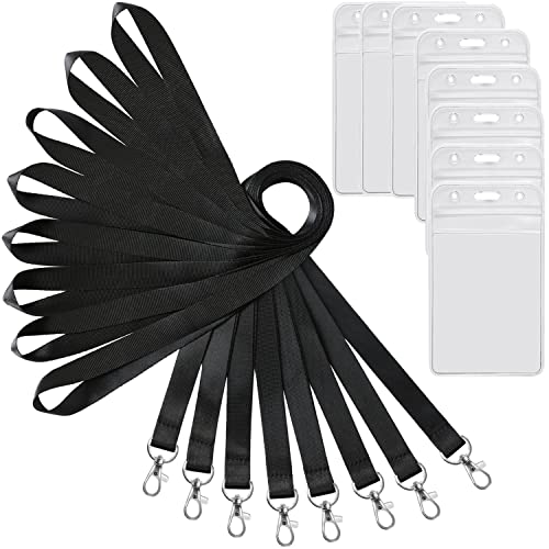 YOUOWO Lanyards with Vertical ID Badges Holder 8 Pack Black Neck Lanyard for Keys Office ID Card Holder - Image 3