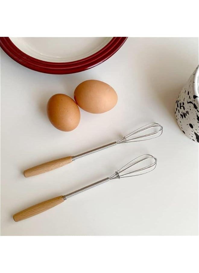 Generic - Mini Whisk Stainless Steel Wire Small Whisk Egg Whisk Cooking Frother Egg Beater Tiny Whisk with Wood Handle 20cm for Whisking, Beating, Blending Ingredients, Mixing Sauces Pack of 2 - Image 1