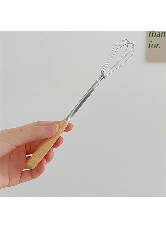 Generic - Mini Whisk Stainless Steel Wire Small Whisk Egg Whisk Cooking Frother Egg Beater Tiny Whisk with Wood Handle 20cm for Whisking, Beating, Blending Ingredients, Mixing Sauces Pack of 2 - Image 1