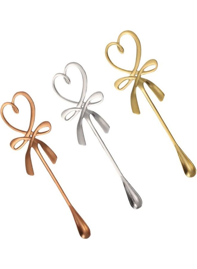 نيبمينينت مجموعة ملاعق قهوة من الستانلس ستيل بتصميم على شكل عقدة مكونة 3 قطع متعدد الألوان 14x4.6سم - Image 1