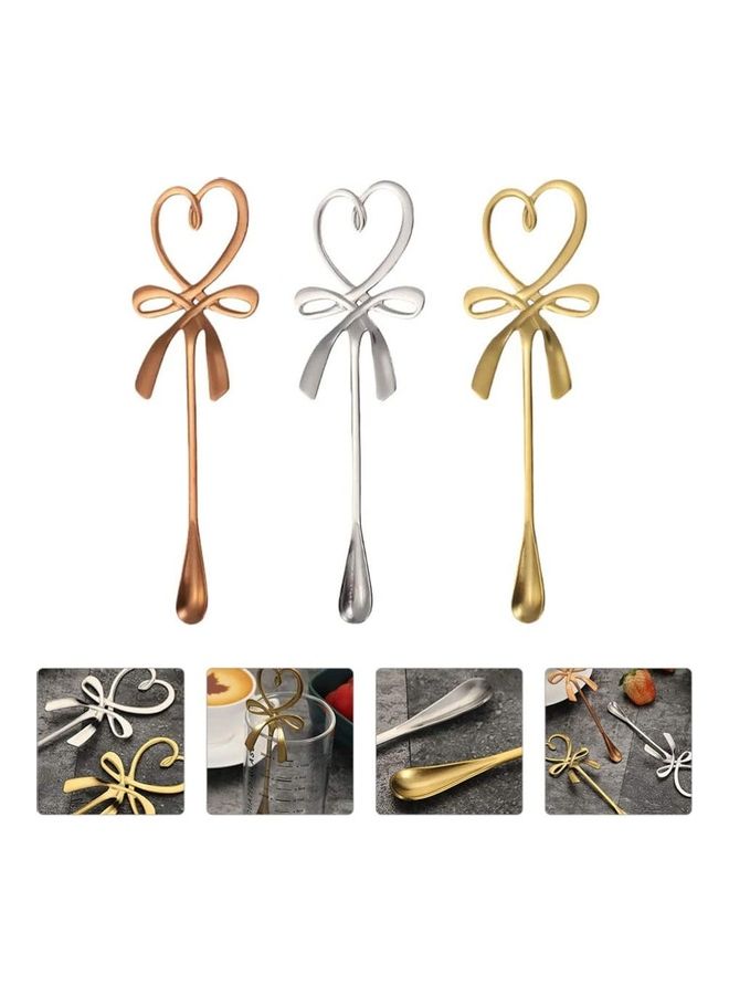 نيبمينينت مجموعة ملاعق قهوة من الستانلس ستيل بتصميم على شكل عقدة مكونة 3 قطع متعدد الألوان 14x4.6سم - Image 3