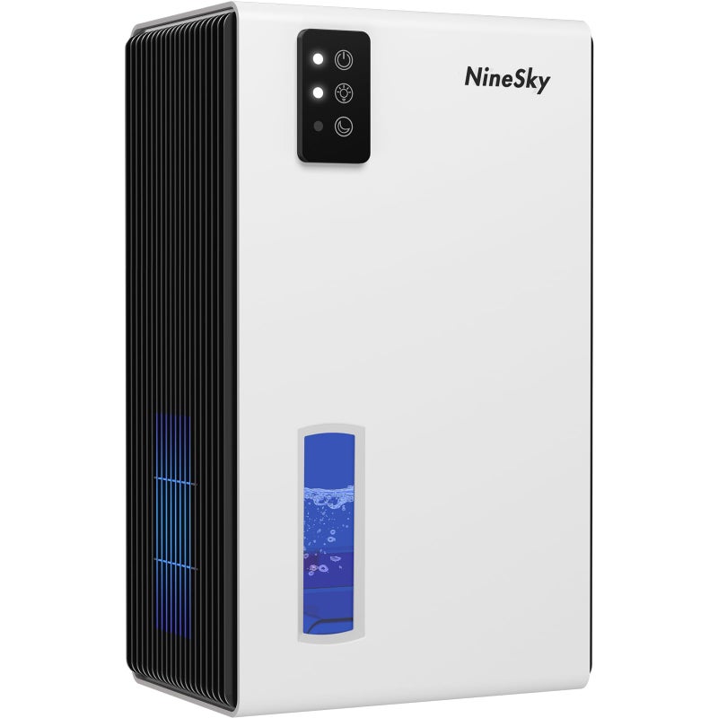 NineSky Dehumidifier, 1000 sq.ft Dehumidifiers for Home with 95oz Large Water Tank,Quiet Dehumidifier with 7-Color Ambient Light & Auto Shut Off, Dehumidifier for Basement, Bedroom, Bathroom (White) - Image 1