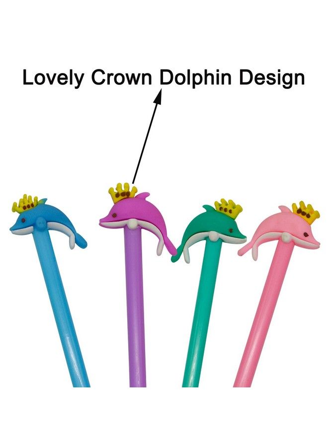 Maydahui 12 قطعة أقلام رولربول على شكل دولفين بتاج سمكة قافزة حوت قلم كيوت كاواي حبر جل أسود كتابة سلسة للمدرسة القرطاسية المكتب - Image 4