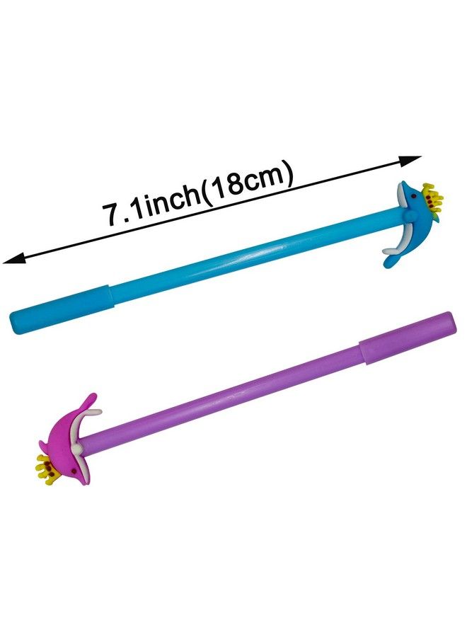 Maydahui 12 قطعة أقلام رولربول على شكل دولفين بتاج سمكة قافزة حوت قلم كيوت كاواي حبر جل أسود كتابة سلسة للمدرسة القرطاسية المكتب - Image 3