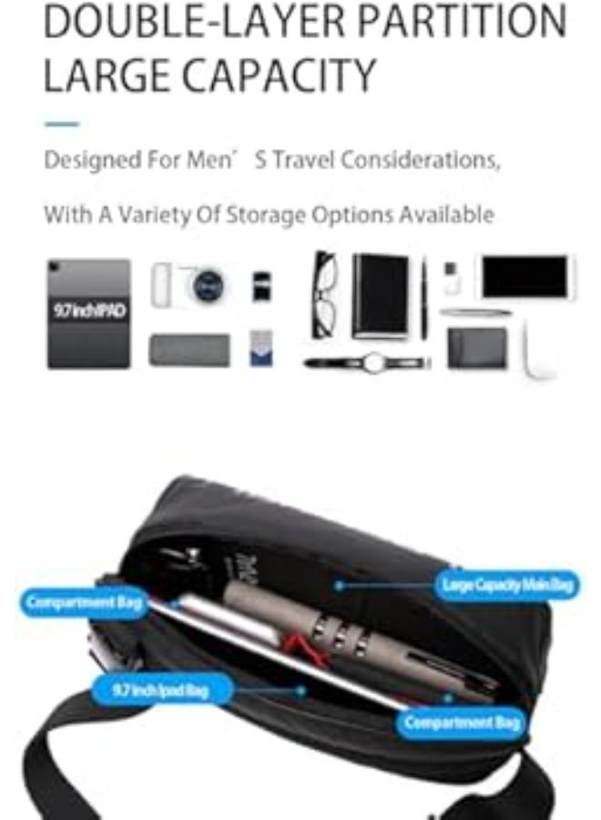 Golden Wolf Men's Casual Crossbody Bag - A practical shoulder and chest bag for travel and work, fits a 9.7-inch tablet, and features a headphone jack and USB port - Model GXB00129 - Image 5
