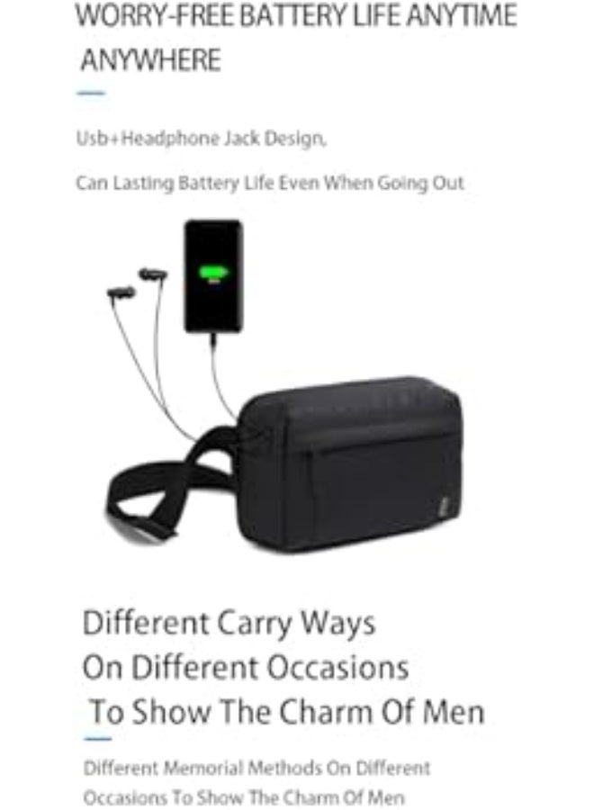 Golden Wolf Men's Casual Crossbody Bag - A practical shoulder and chest bag for travel and work, fits a 9.7-inch tablet, and features a headphone jack and USB port - Model GXB00129 - Image 4