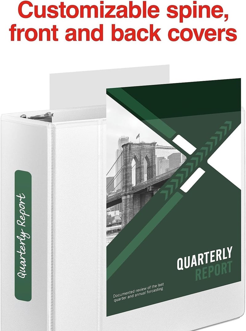 Staples View Binder, 5" D-Ring, White – High-Capacity 3-Ring Binder with Clear Overlay, Holds 1050 Sheets for Presentations & Archiving - Image 5