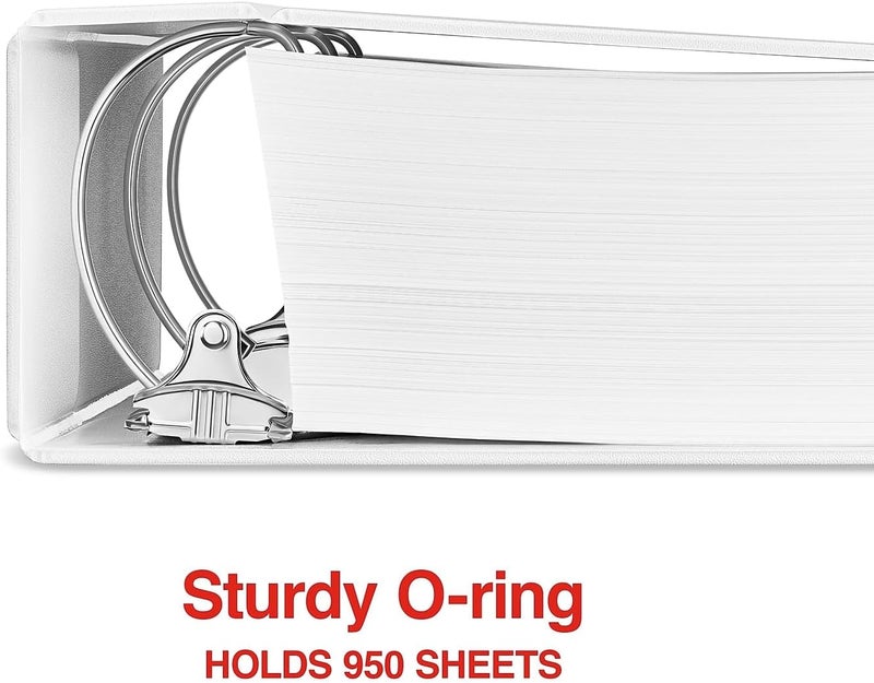 Staples View Binder, 5" D-Ring, White – High-Capacity 3-Ring Binder with Clear Overlay, Holds 1050 Sheets for Presentations & Archiving - Image 3
