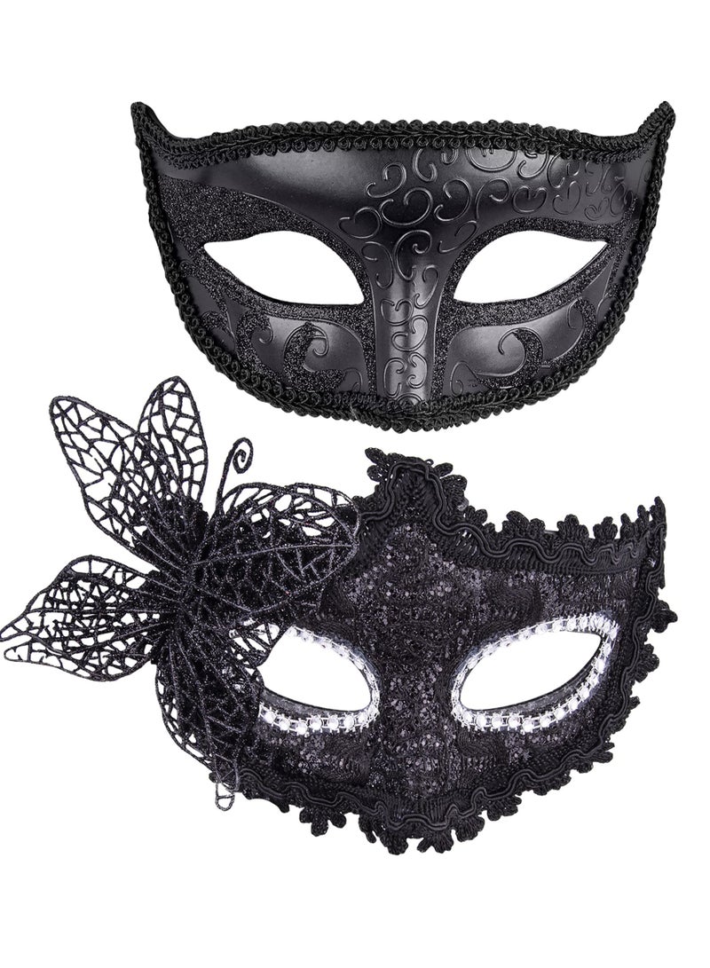 Couple's Venetian Masquerade Masks Set for Mardi Gras - Elegant Party Masks for Men and Women, Perfect for Celebrations and Special Occasions.  - Image 1