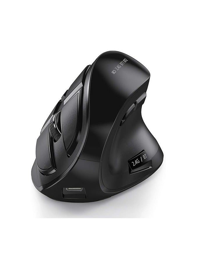 Ergonomic Mouse, Wireless Vertical Mouse – Rechargeable optical mouse (Bluetooth 5.0 + Bluetooth 3.0 + USB connection) for multiple purposes, compatible with Apple Mac and Windows computers - Image 1