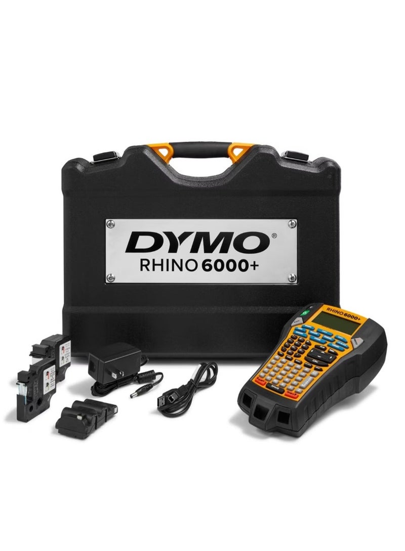 DYMO Rhino 6000 Industrial Label Maker Computer Connected Label Maker with Hard Carry Case 1 Vinyl Tape Cassette 1 Flexible Nylon Tape Cassette and Rechargeable Lithium Ion Battery - Image 1