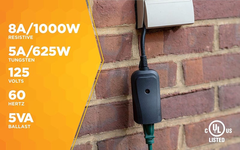Woods 32555WD Weatherproof Outdoor Electrical Outlet Switch Wireless Remote Control Plug In 100 ft Control Range Weatherproof Remote Control Converter 60ft Frequency Range 1 Pack Black - Image 5