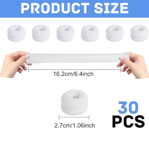 Yeasing Finger Bandages 30pcs Bobs Thumb Bandage Finger Bandage Tubular White Cotton Finger Cots Finger Stall for Work Kitchen Finger Protection - Image 5