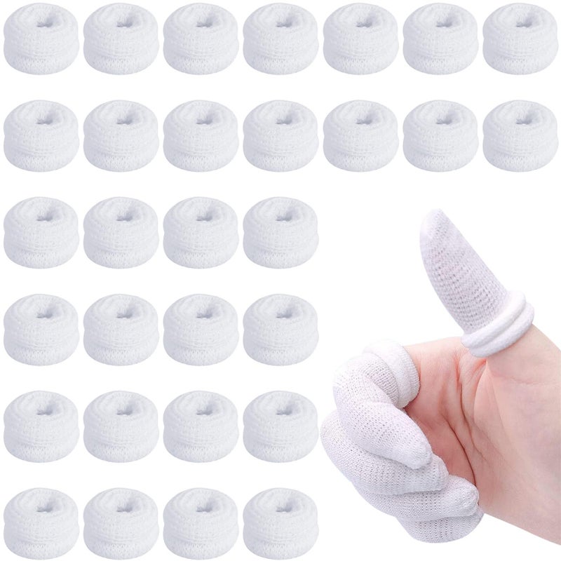 Yeasing Finger Bandages 30pcs Bobs Thumb Bandage Finger Bandage Tubular White Cotton Finger Cots Finger Stall for Work Kitchen Finger Protection - Image 3