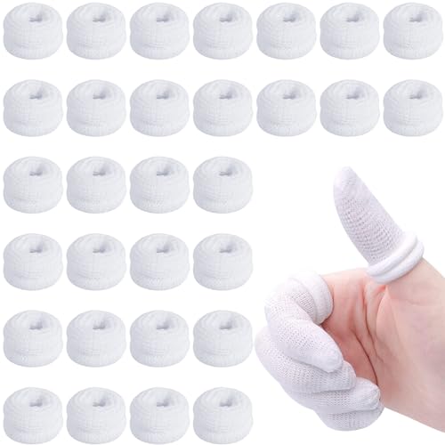 Yeasing Finger Bandages 30pcs Bobs Thumb Bandage Finger Bandage Tubular White Cotton Finger Cots Finger Stall for Work Kitchen Finger Protection - Image 2