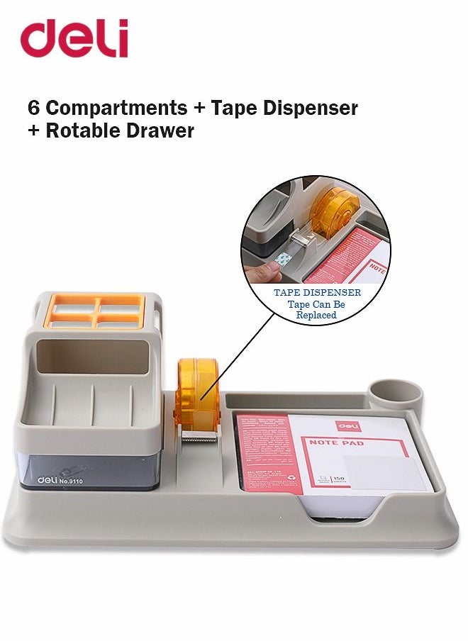 Deli 2 Pcs 6 Compartment Multi-Functional Desk Organizer Box  - Image 3