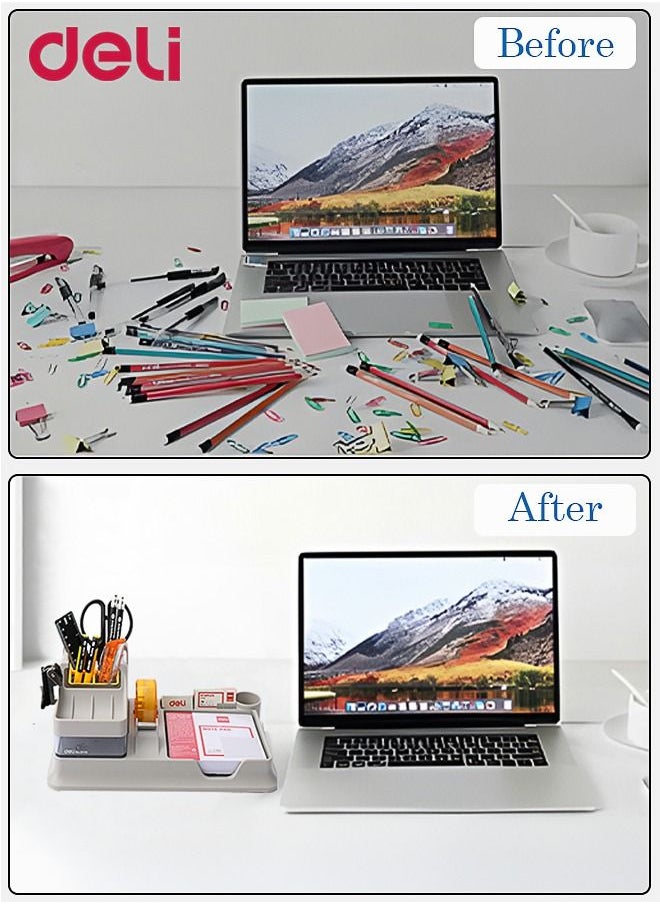 Deli 2 Pcs 6 Compartment Multi-Functional Desk Organizer Box  - Image 5