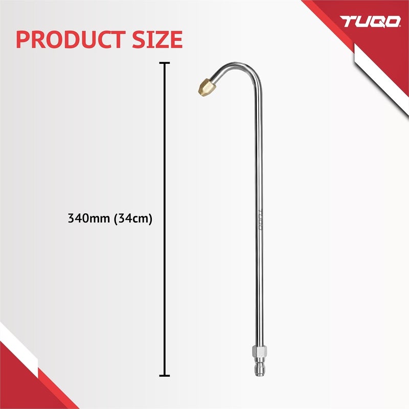 TUQO Extension Rod for High Pressure Washer - Bend Type Metal Rod with 1/4" Male Quick Plug Connector | Extension Wand for Cleaning Thight Places, Car, Bike, Floor, Roof. (U Shape - 340mm) - Image 2