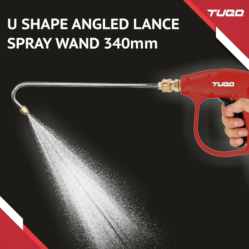 TUQO Extension Rod for High Pressure Washer - Bend Type Metal Rod with 1/4" Male Quick Plug Connector | Extension Wand for Cleaning Thight Places, Car, Bike, Floor, Roof. (U Shape - 340mm) - Image 5