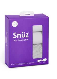 Snuz 3 Pieces Crib Bedding Set For Infant And Baby, 100% Soft Jersey Cotton, Contents: 1X Blanket , 2 X Crib Sheets Fitted Sheet Size:44 X 80Cm (Max.), Blanket Size: 75 X 75Cm - Grey  - Image 4