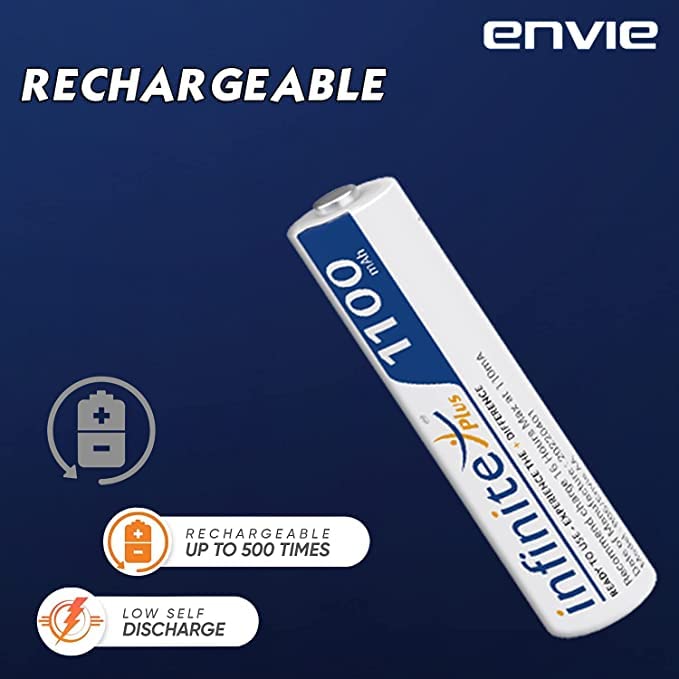 Envie 1100mah AAA Infinite Plus Rechargable Batteries Pre-Charged Self-Discharge Cell Battery (Pack of 4) - Image 2