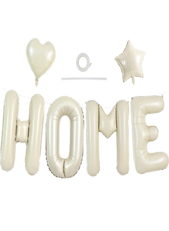 TONIFUL 40 Inch Cream White HOME Letter Balloon, Large Decoraction for Housewarming, New Home Parties and Homecoming Celebrations,Premium Ivory White Balloon Banner for Welcome Sign and Party Supplies - Image 1