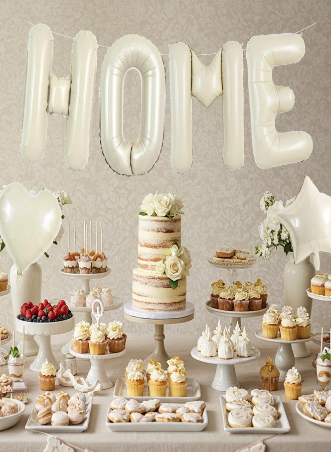 TONIFUL 40 Inch Cream White HOME Letter Balloon, Large Decoraction for Housewarming, New Home Parties and Homecoming Celebrations,Premium Ivory White Balloon Banner for Welcome Sign and Party Supplies - Image 3