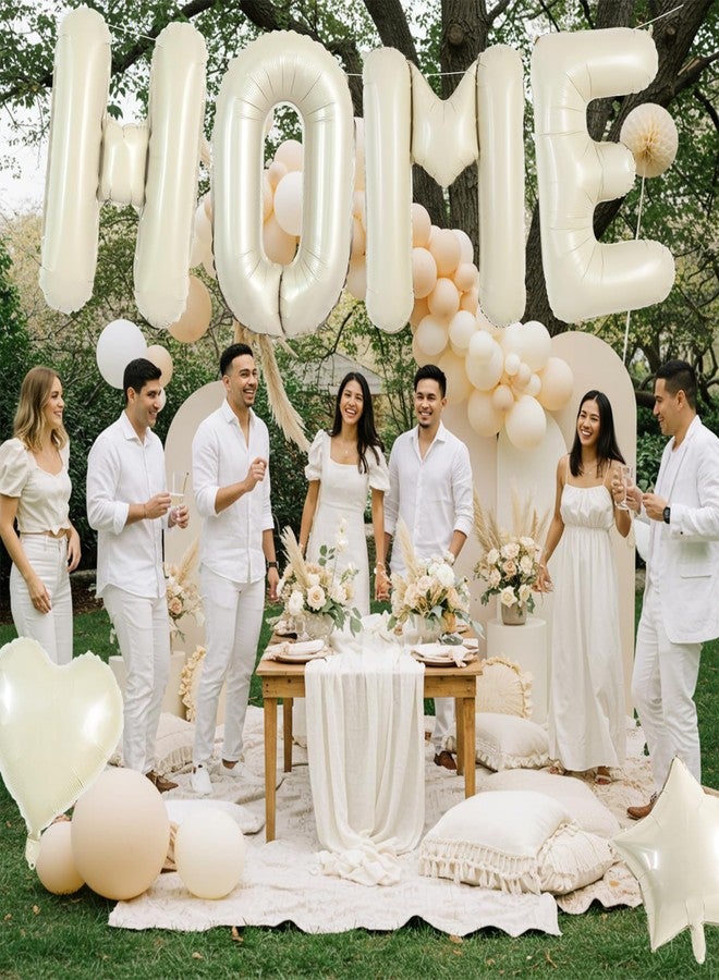 TONIFUL 40 Inch Cream White HOME Letter Balloon, Large Decoraction for Housewarming, New Home Parties and Homecoming Celebrations,Premium Ivory White Balloon Banner for Welcome Sign and Party Supplies - Image 5