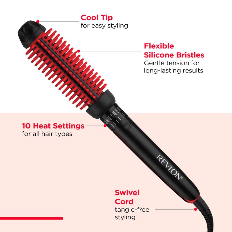 Revlon فرشاة تصفيف الشعر المدفأة المعززة بزيت جوز الهند من ريفلون الجديدة والمحسّنة | 1 بوصة لنتائج كثيفة ولامعة (أسود/أحمر) - Image 5
