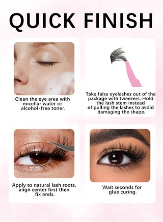 مجموعة رموش فردية ذاتية اللصق 100 قطعة D Curl رموش عنقودية مسبقة اللصق بطول 8-16 مم رموش DIY بدون غراء مع ملقط مناسبة للمبتدئين - view 5