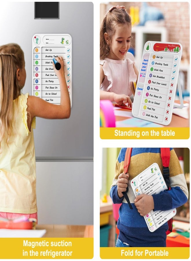 Bailkind Magnetic Chore Chart for Kids, ADHD Task Tracker Easy-Check Routine Dry Erase Board, to-Do List Planning Tool with Stand for Fridge/Desk/Home/School, 6 Reusable Sheets, 3 Markers - Image 2