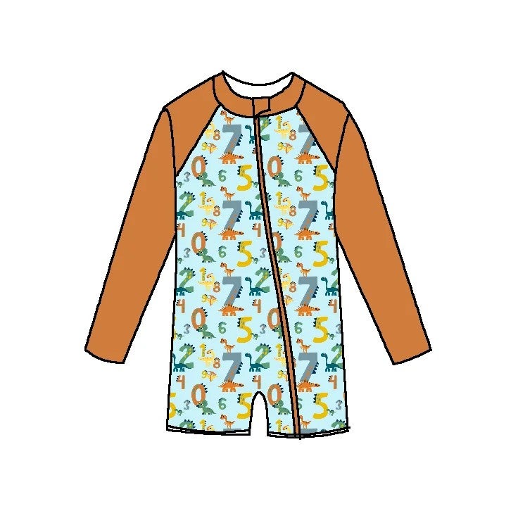 Bluejw 2026 XY   Toddler Boy Long Sleeve One Piece Zipper Swimsuit Cartoon Pattern  Beach Bathing Suit for Kids - Image 5