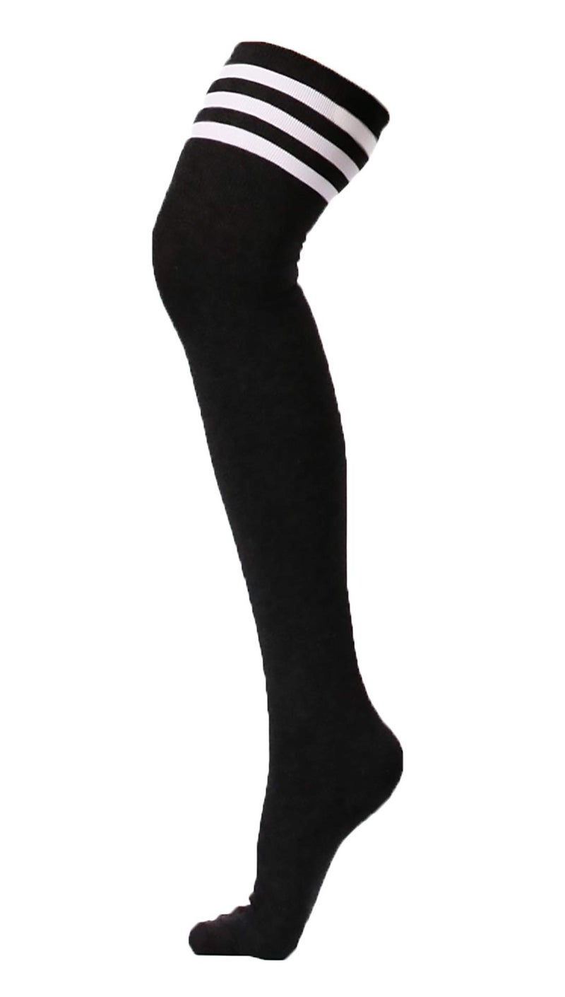Xs and Os Women's Cotton Over The Knee Socks Cosplay Socks (Pack Of 2, (Black,White), Free Size), Black White - Image 2