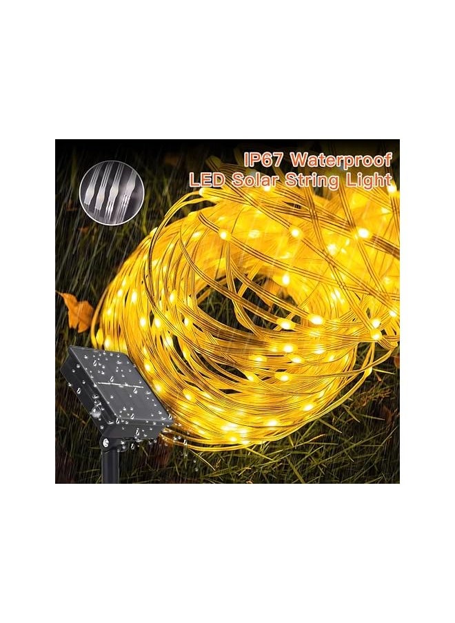 The Bros Solar Rope Lights Outdoor,12M 100 LED Solar String Lights Tube Lights,Waterproof Solar Powered Fairy Lights with 8 Adjustable Modes for Outdoor Decoration(Warm)  - Image 5