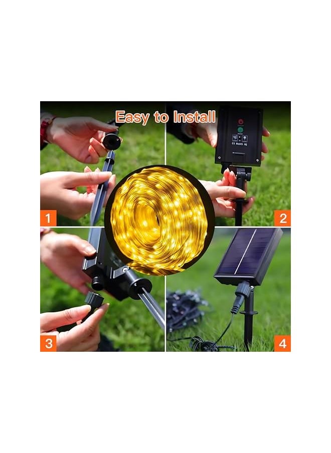 The Bros Solar Rope Lights Outdoor,12M 100 LED Solar String Lights Tube Lights,Waterproof Solar Powered Fairy Lights with 8 Adjustable Modes for Outdoor Decoration(Warm)  - Image 4